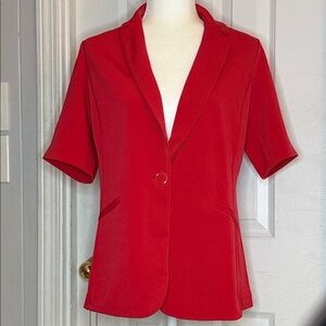 Susan Graver Red Short-Sleeve Blazer Jacket